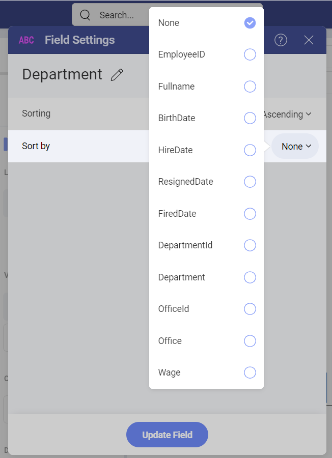 String Field Formatting in the Field Settings dialog