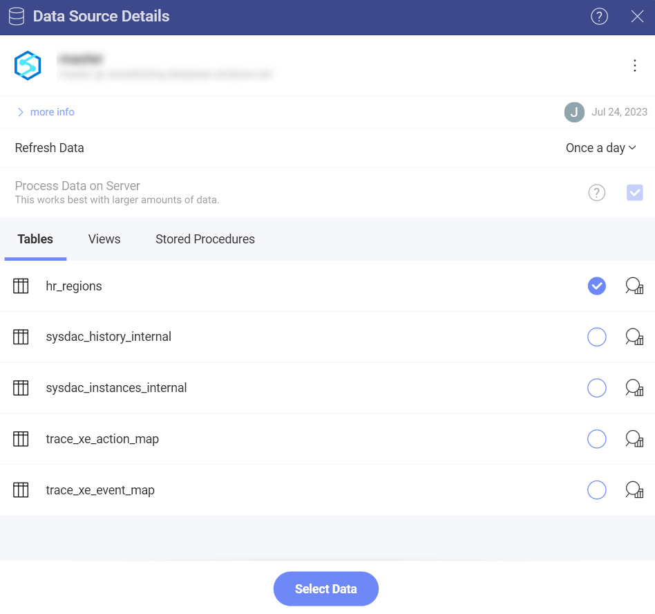 Lists of Microsoft Azure Synapse tables, views and stored procedures