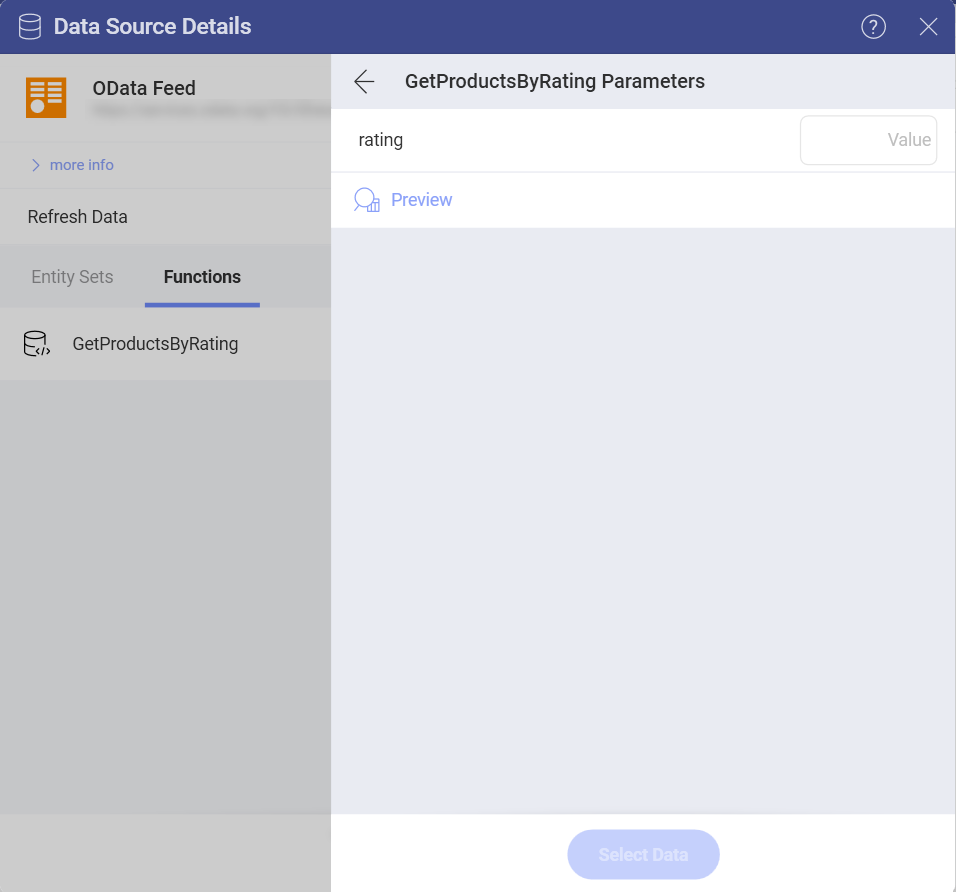 Set up of rating value of a OData Feed function