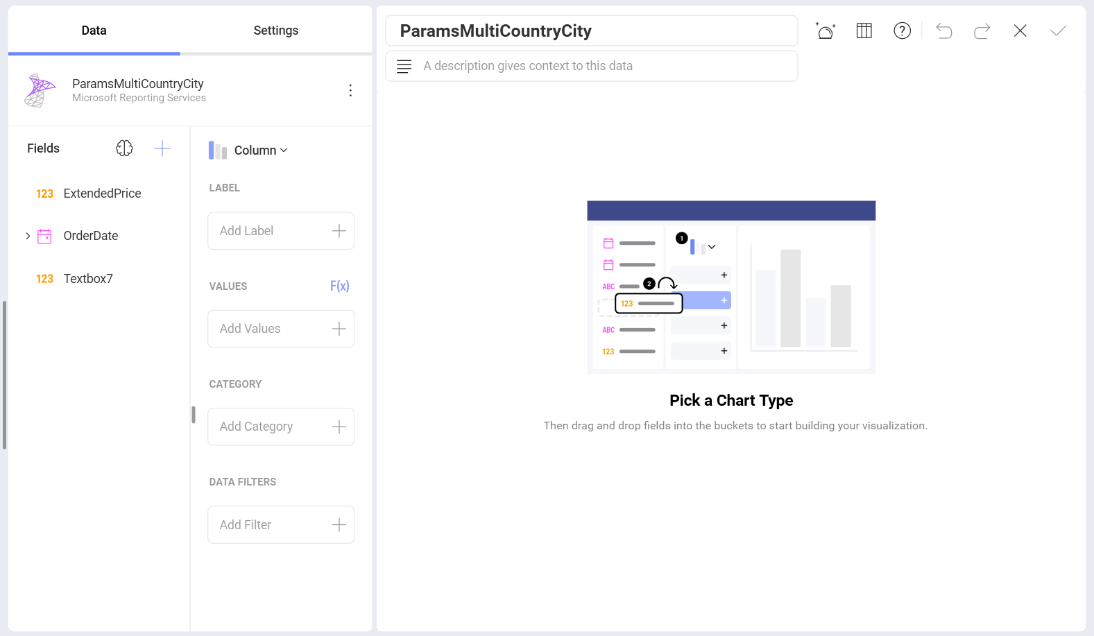 Microsoft reporting services data in the Visualization editor