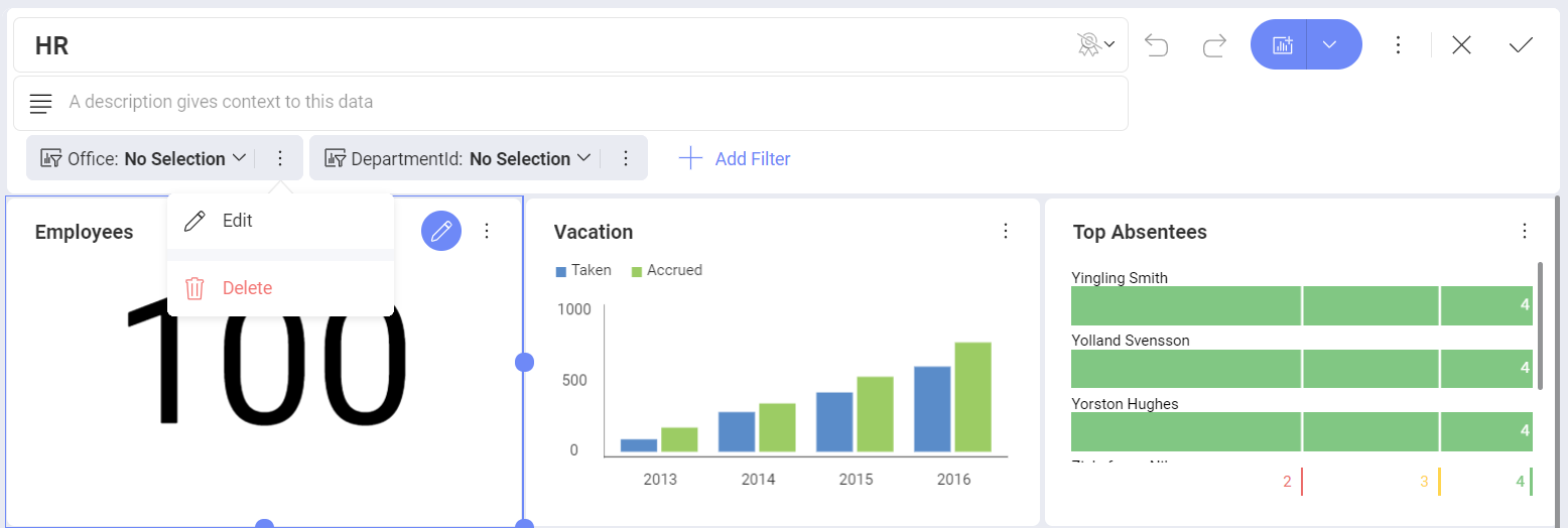 Edit dashboard filter