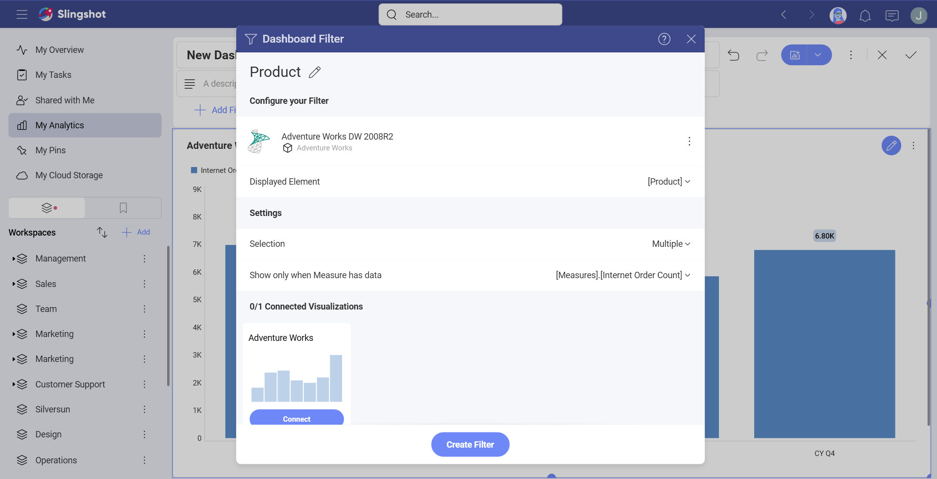 Dashboard Filter dialog when configuring an SSRS filter