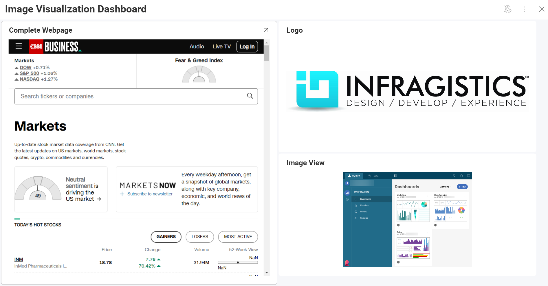 Different image chart visualizations in one dashboard