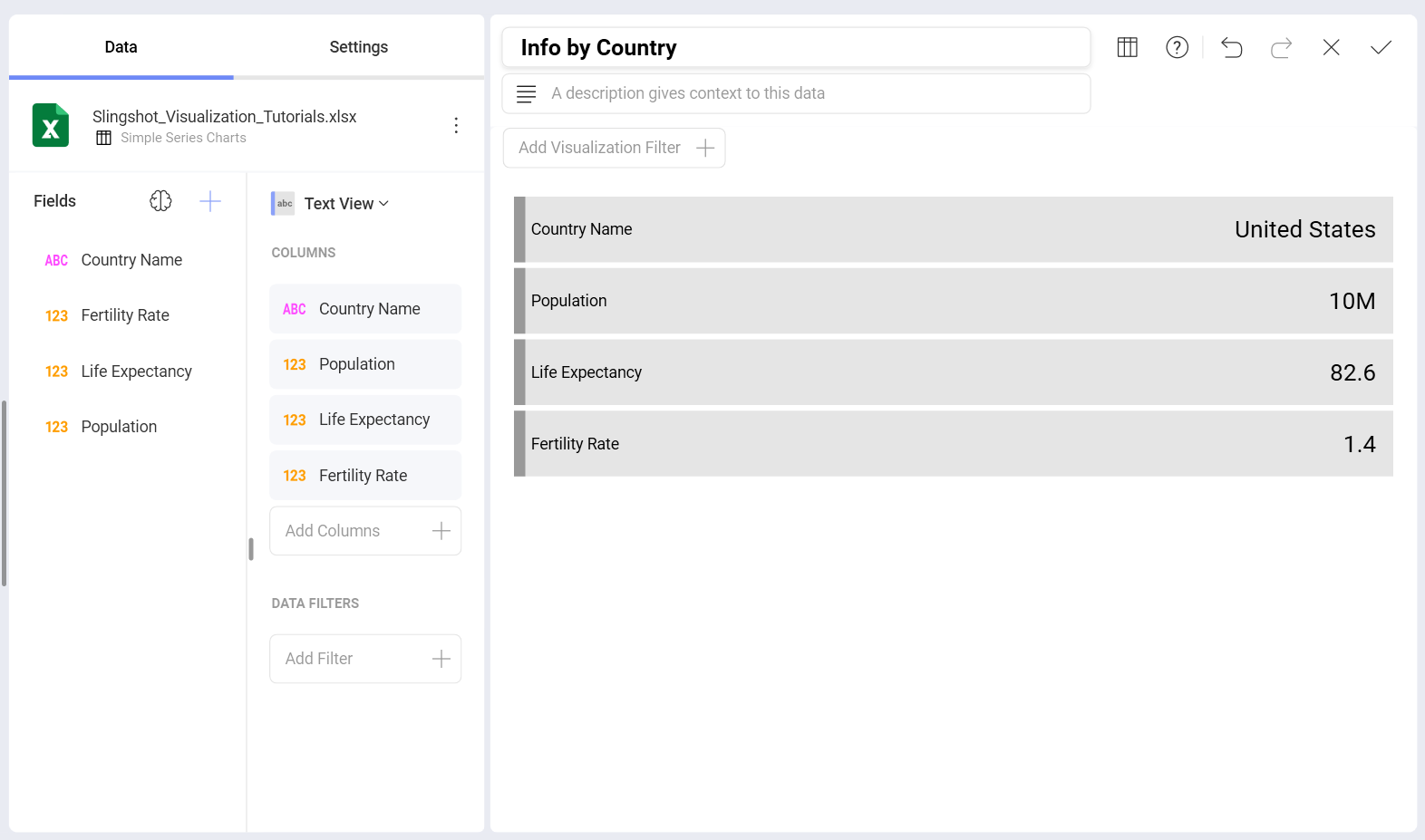 Visualization sample using Text View