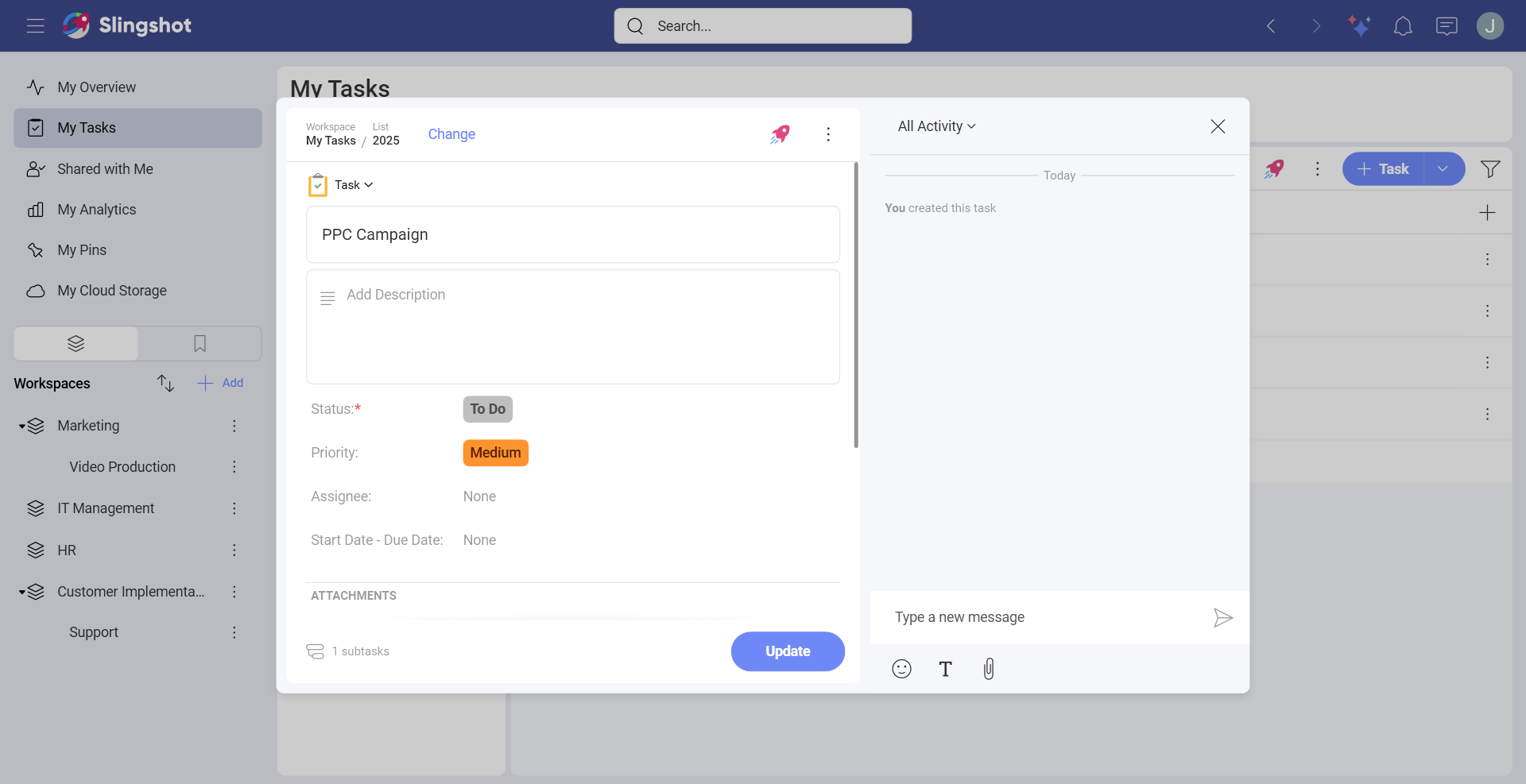 Example of a duplicate task and its fields