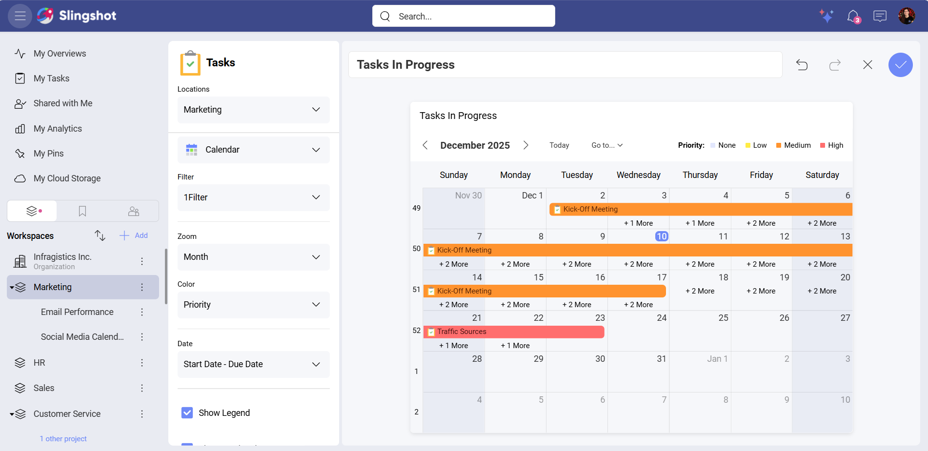 Task widget with calendar visualization